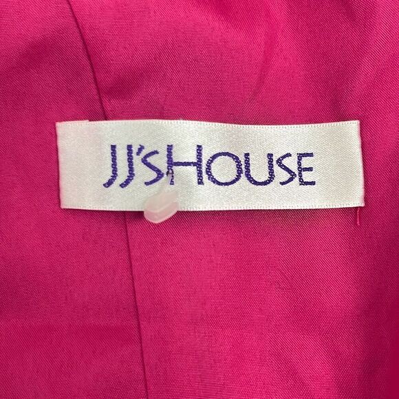 JJs House Hot Pink Formal Ballgown Dress Hi Low Beaded Cap Sleeves Barbie Prom - Picture 9 of 14